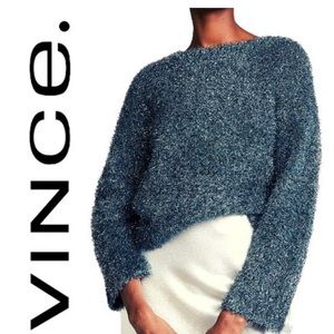 Vince Sparkle Metallic Knit Crew Sweater Sz S